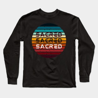 Sacred Heart of Jesus Christ Retro Sunset Long Sleeve T-Shirt